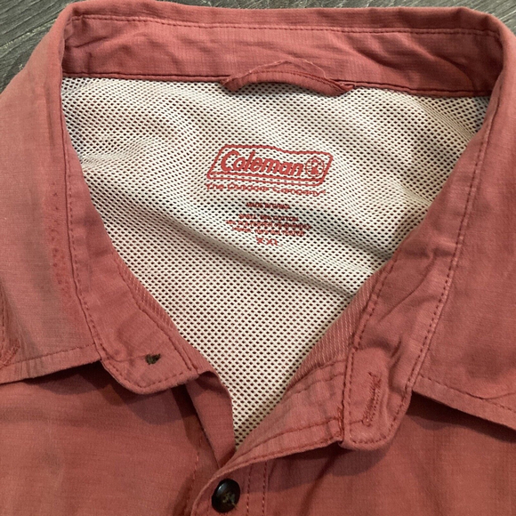 Colemon Shirt Mens XXL Red Button Flap Pockets Short Sleeve Vented Fishing Hunt - Picture 3 of 8